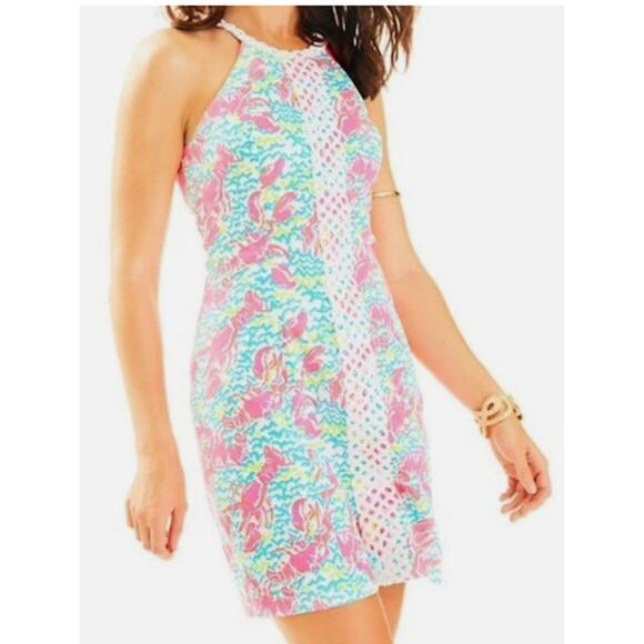 NWOT Lilly Pulitzer Pearl Shift Resort White Lobster Cotton Mini Dress Sz12 $170 - Picture 1 of 7